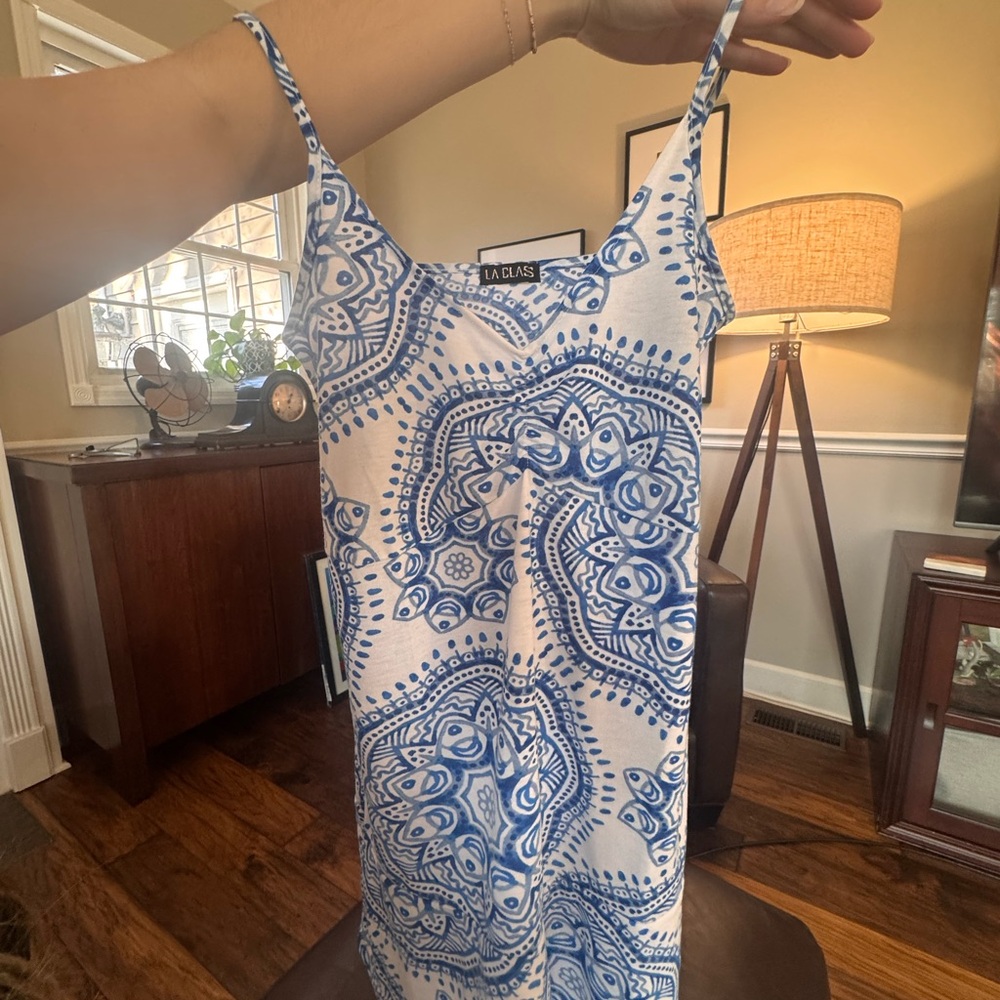 La Hearts Blue and White Mini Dress
